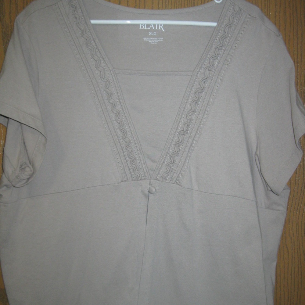 Beige or tan colored